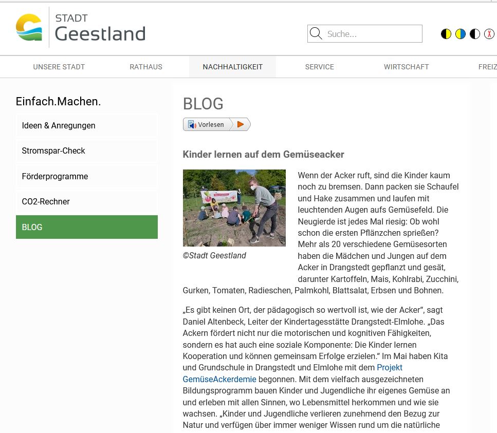 Behörden Blogs Praxisbeispiele: Das Blog der Stadt Geestland