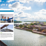 Das Bild zeigt das voestalpine Werk in Linz mit einem Screenshot des voestalpine Blogs